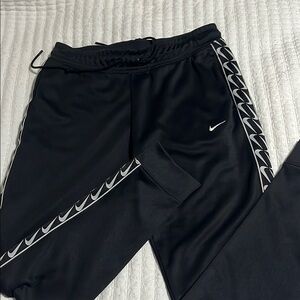 Nike Black Athletic Pants with White Logo